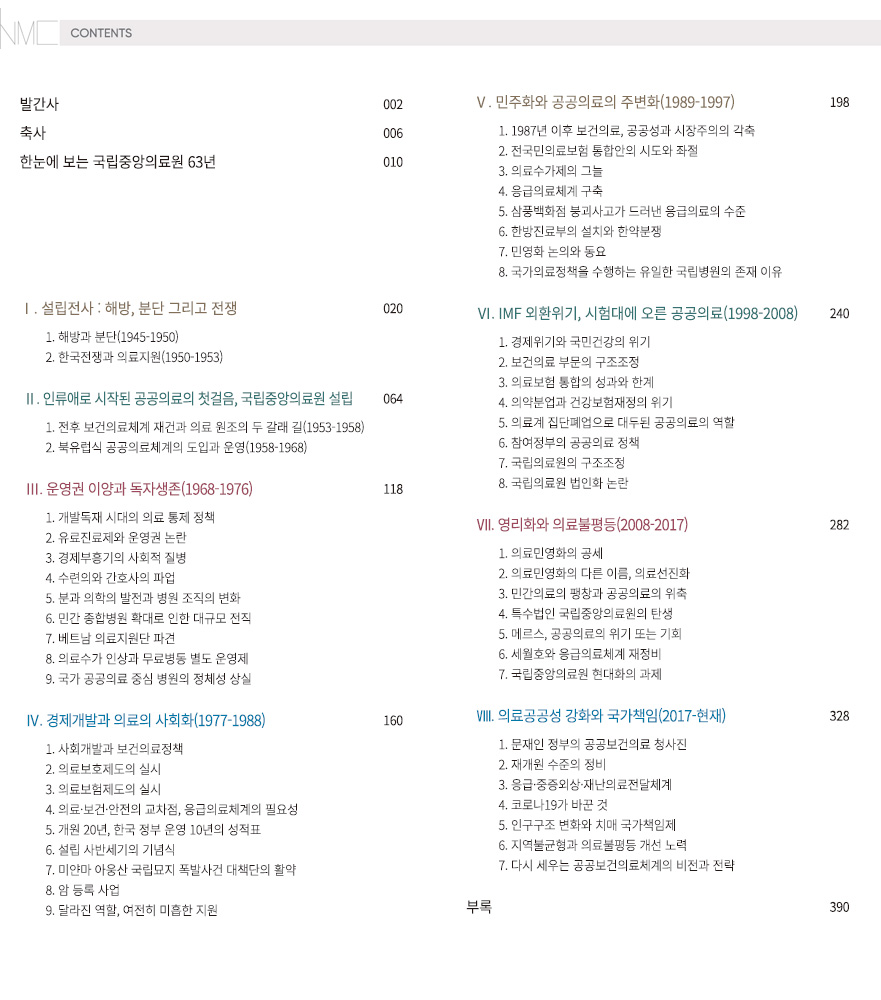 국립중앙의료원 63년사 목차 국립중앙의료원 63년사 목차